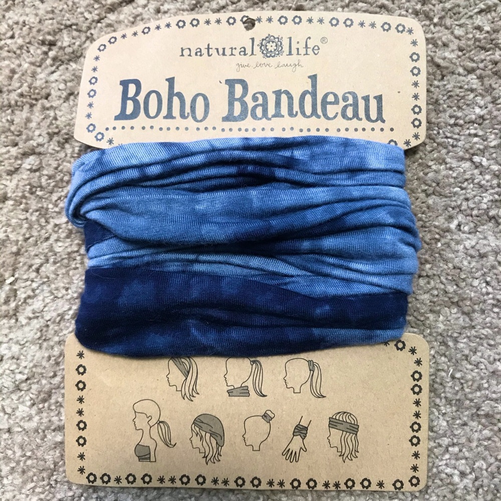 Blue Tie Dye Boho Bandeau Headband